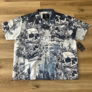 Rebel Vengeance Skull & Floral Button-Up Shirt | NWT Rare | 3XL